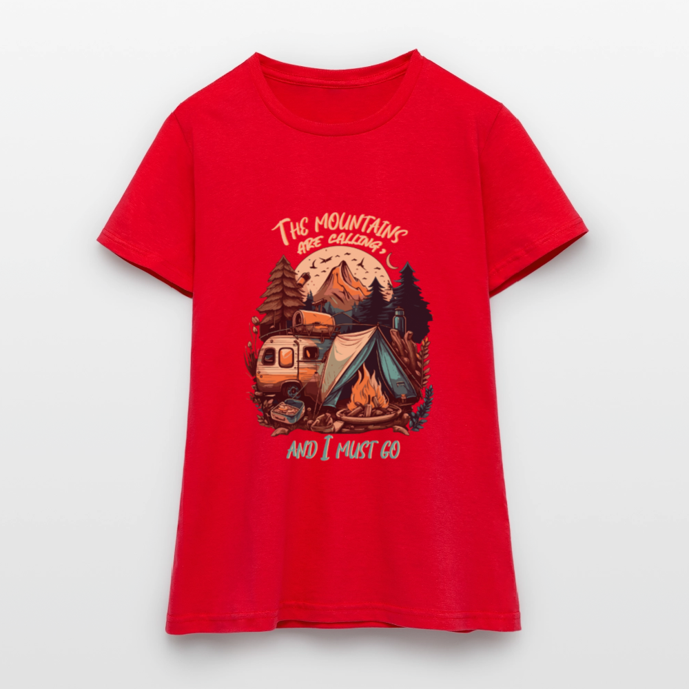 THE MOUNTAINS ARE CALLING | Frauen T-Shirt - Rot