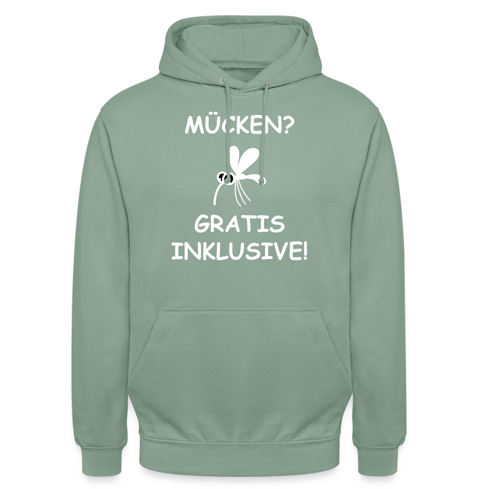 MÜCKEN? GRATIS INKLUSIVE! | Unisex Hoodie - Graugrün