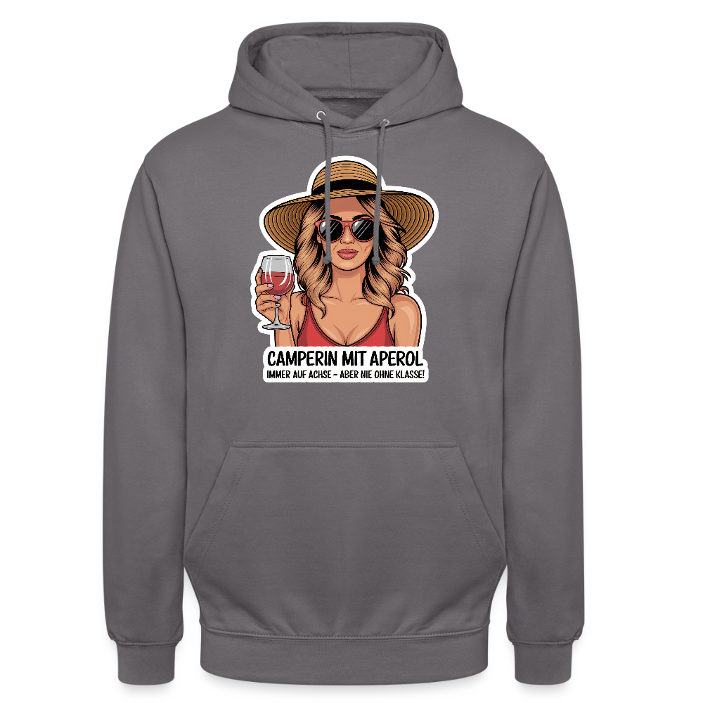 Camperin mit Aperol I Unisex Hoodie - Mittelgrau