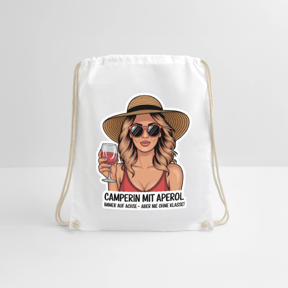 Camperin mit Aperol I Turnbeutel - Weiß