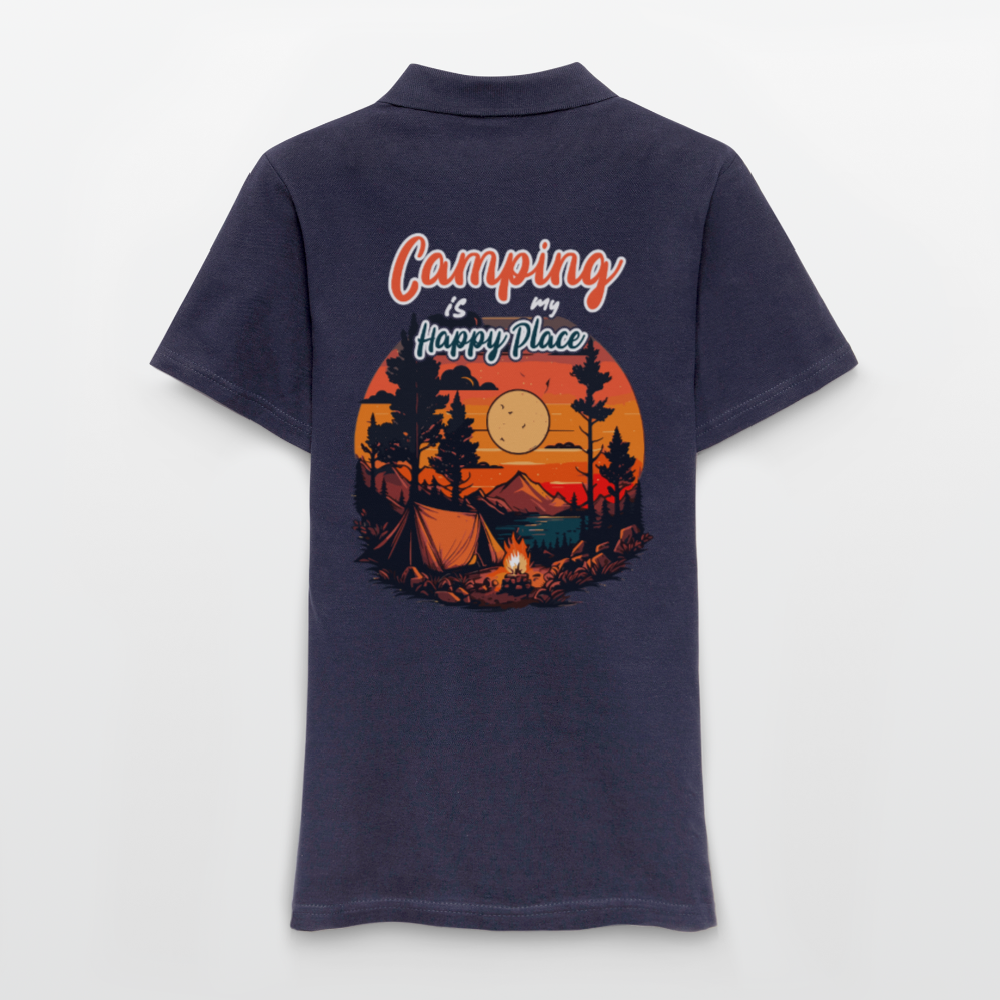 CAMPING IS MY HAPPY PLACE | Frauen Polo Shirt - Navy