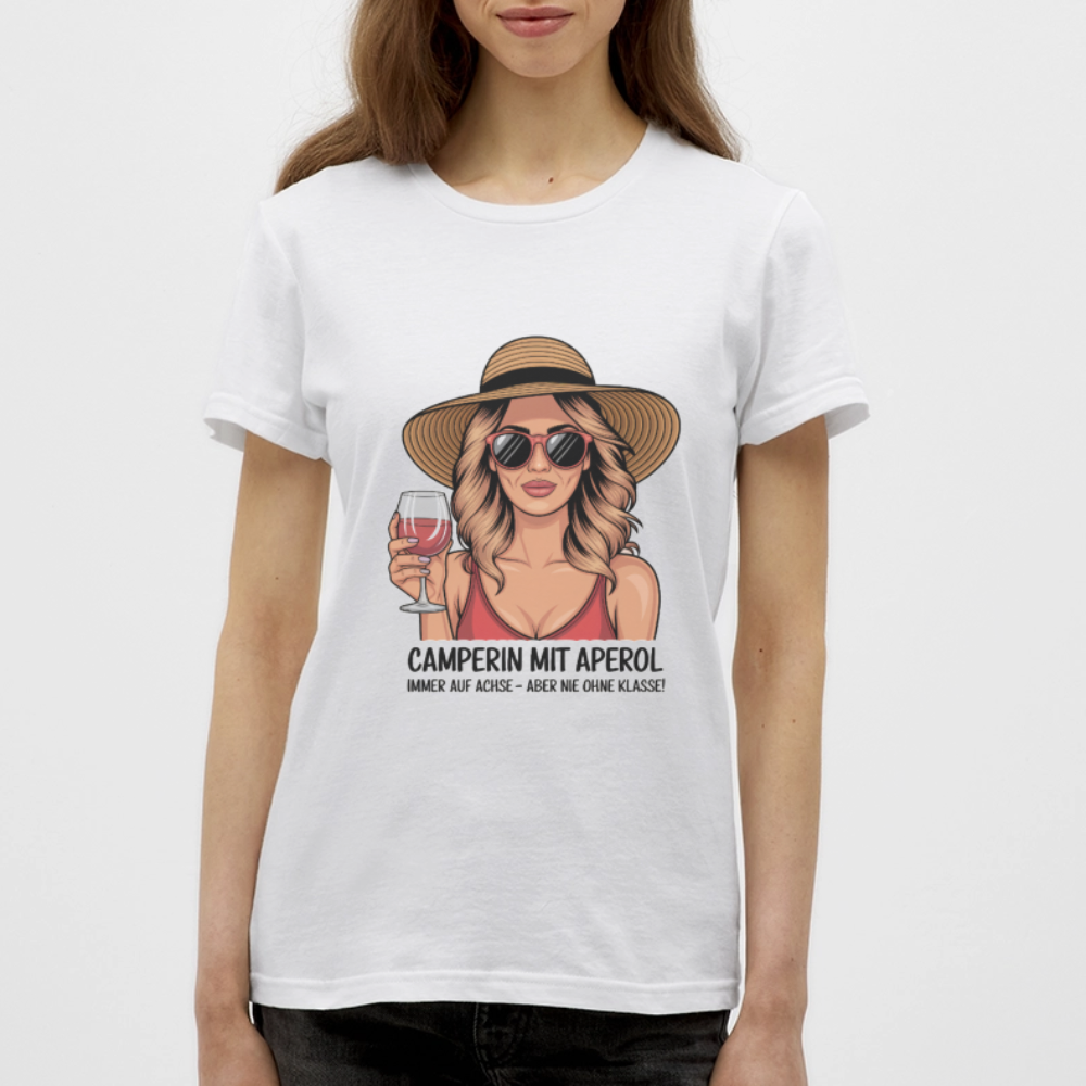Camperin mit Aperol I Frauen T-Shirt - Weiß