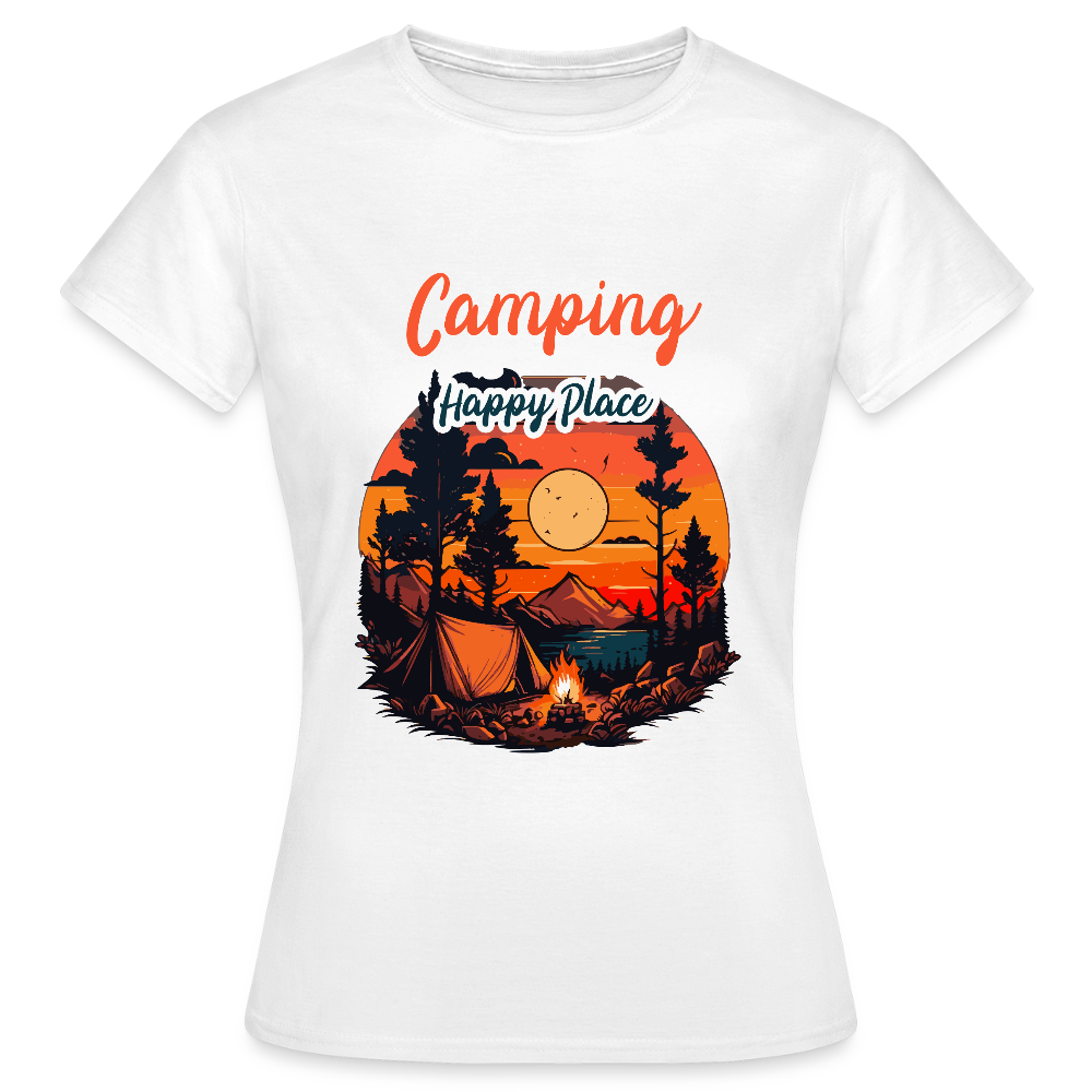 CAMPING IS MY HAPPY PLACE | Frauen T-Shirt - Weiß