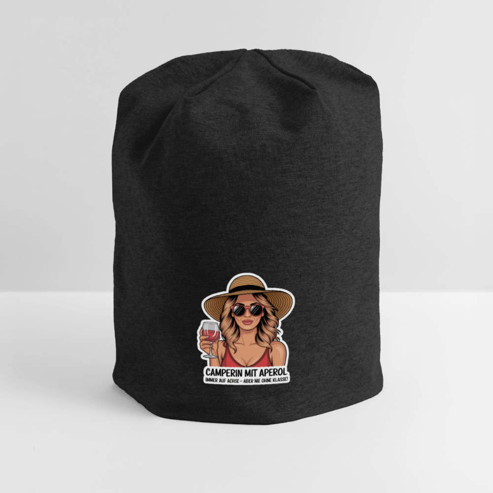Camperin mit Aperol | Jersey-Beanie - Schwarz