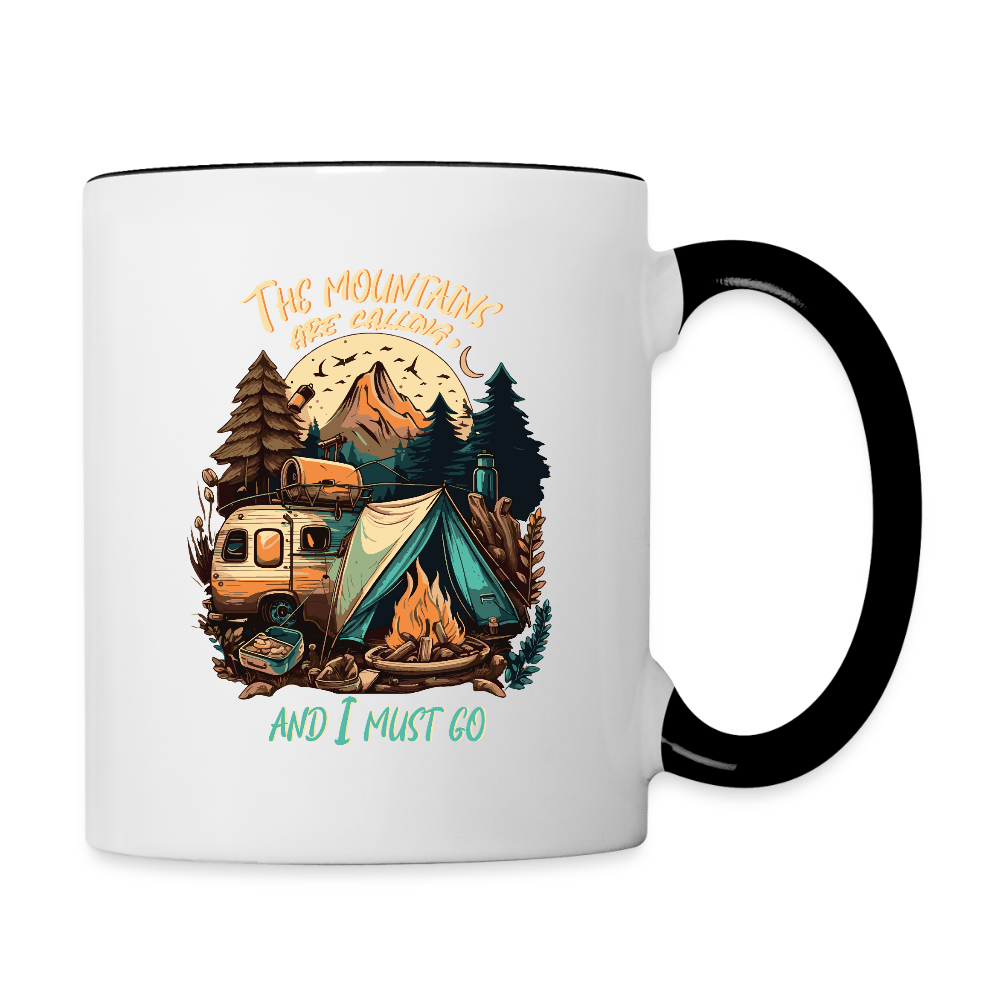 THE MOUNTAINS ARE CALLING | Tasse zweifarbig - Weiß/Schwarz