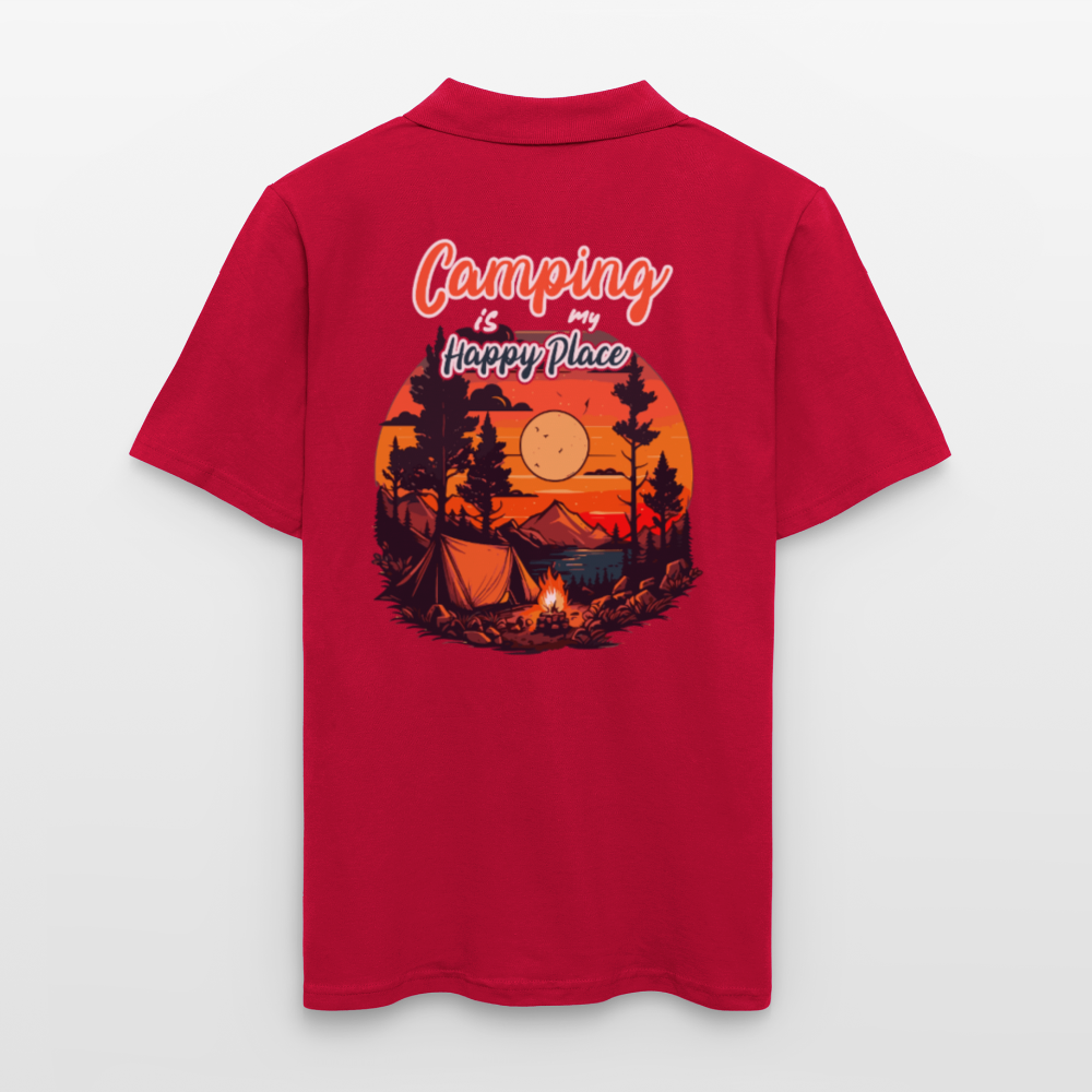 CAMPING IS MY HAPPY PLACE | Männer Poloshirt - cherry red
