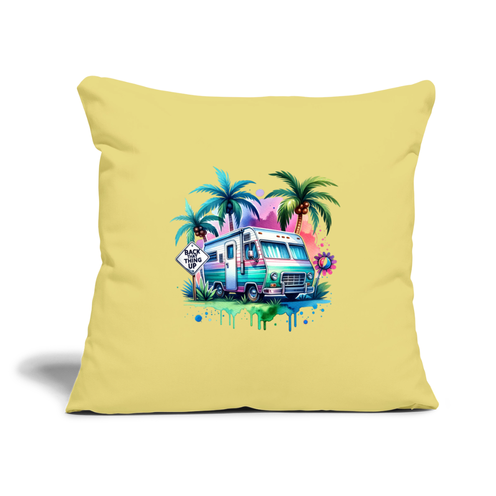 Wohnmobil unter Palmen | Sofakissenbezug 44 x 44 cm - Hellgelb