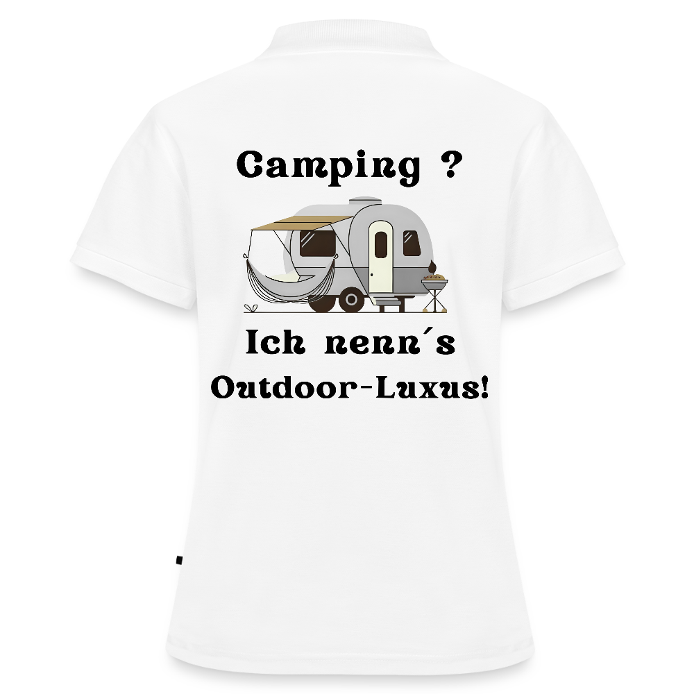 Camping? Ich nenn´s Outdoor - Luxus! | Frauen Premium Bio Polo Shirt - Weiß