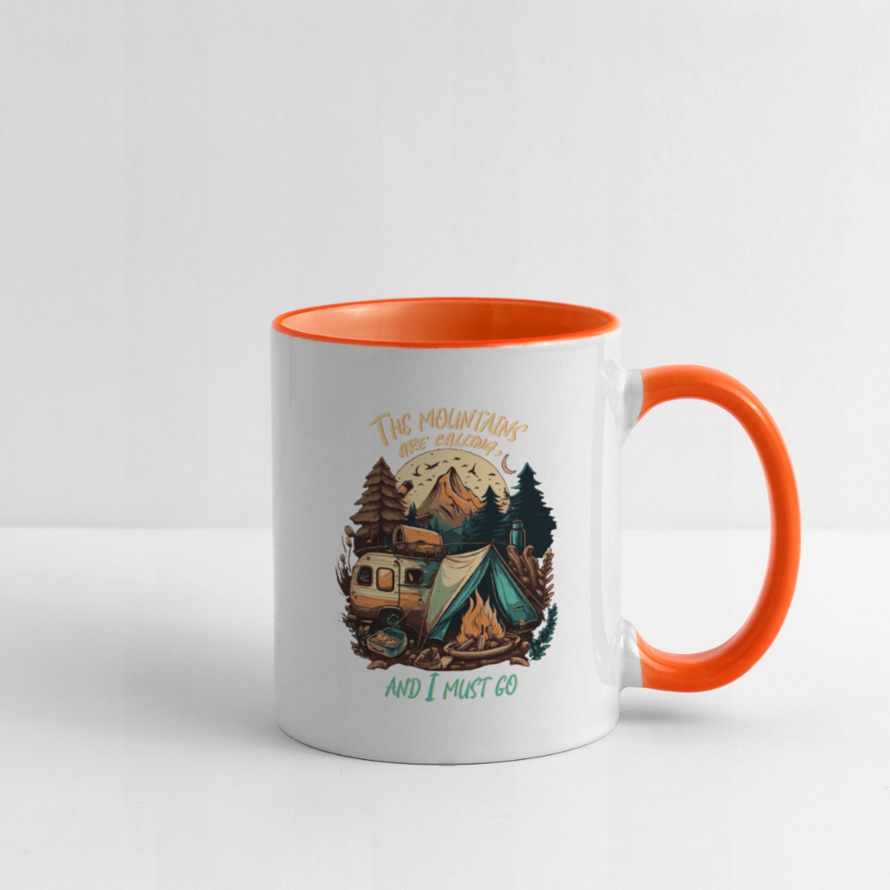 THE MOUNTAINS ARE CALLING | Tasse zweifarbig - Weiß/Orange