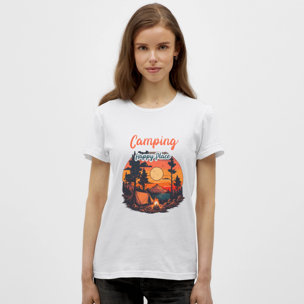 CAMPING IS MY HAPPY PLACE | Frauen T-Shirt - Weiß