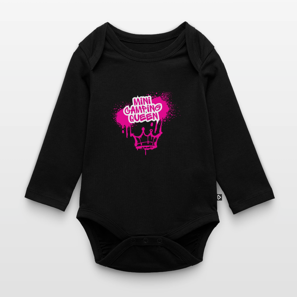 MINI CAMPING QUEEN | Baby Bio-Langarm-Body - Schwarz
