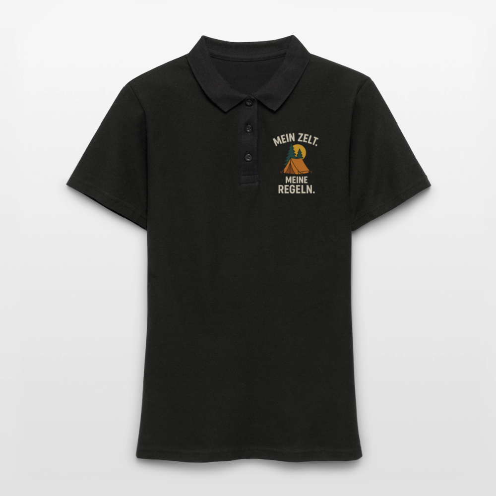 Mein Zelt. Meine Regeln. | Frauen Polo Shirt - Schwarz