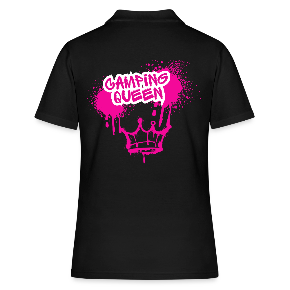 CAMPING QUEEN | Frauen Polo Shirt - Schwarz