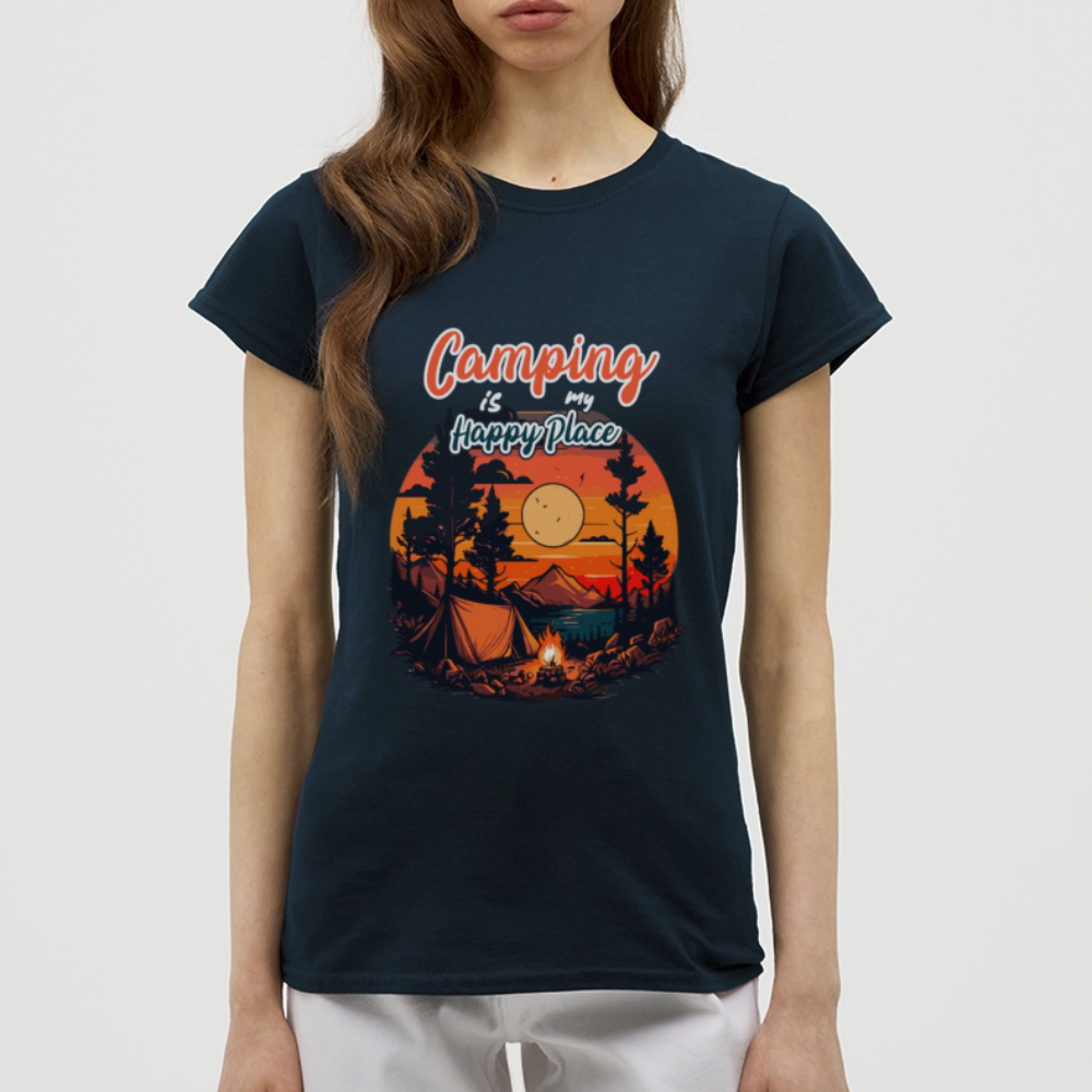 CAMPING IS MY HAPPY PLACE | Frauen T-Shirt - Navy