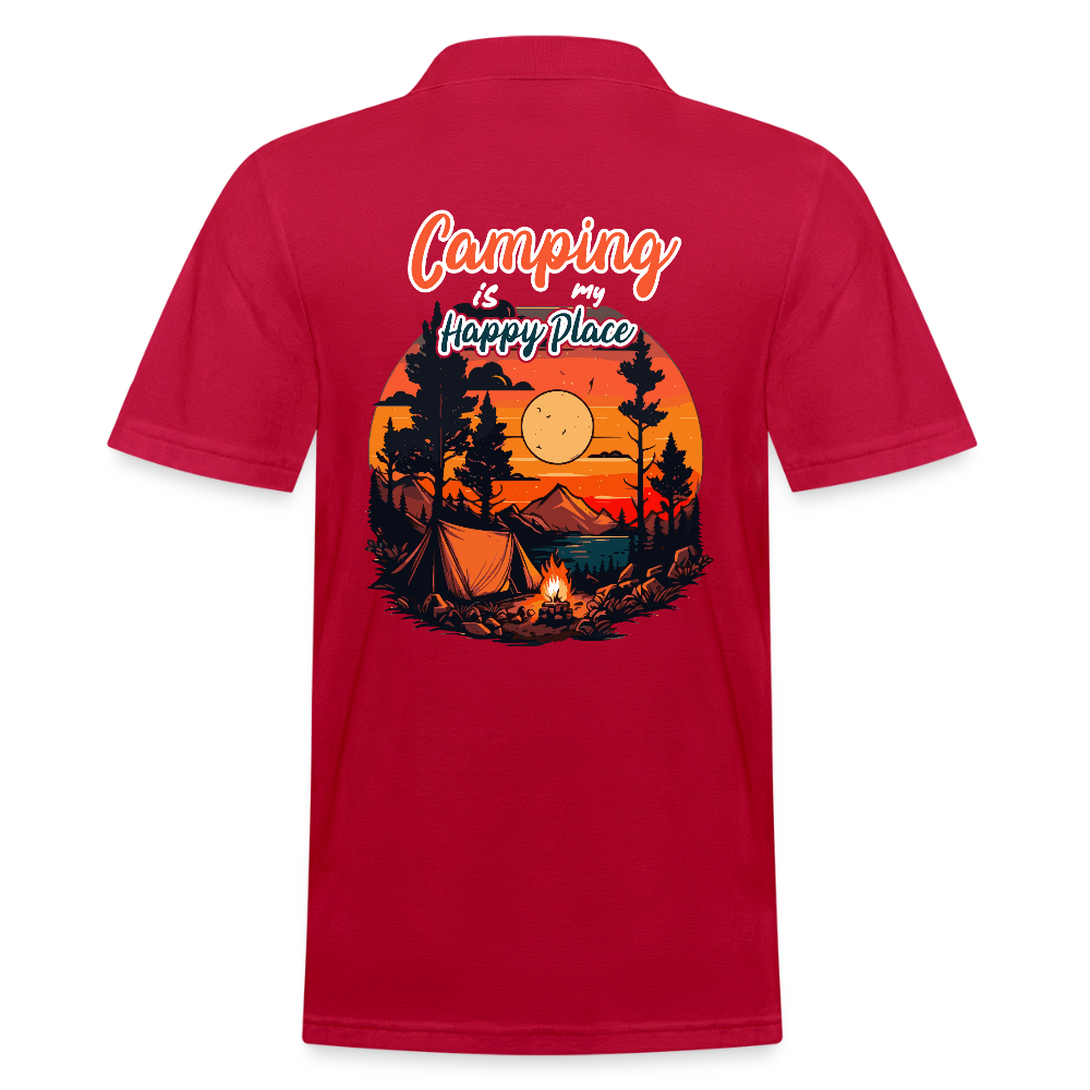 CAMPING IS MY HAPPY PLACE | Männer Poloshirt - cherry red