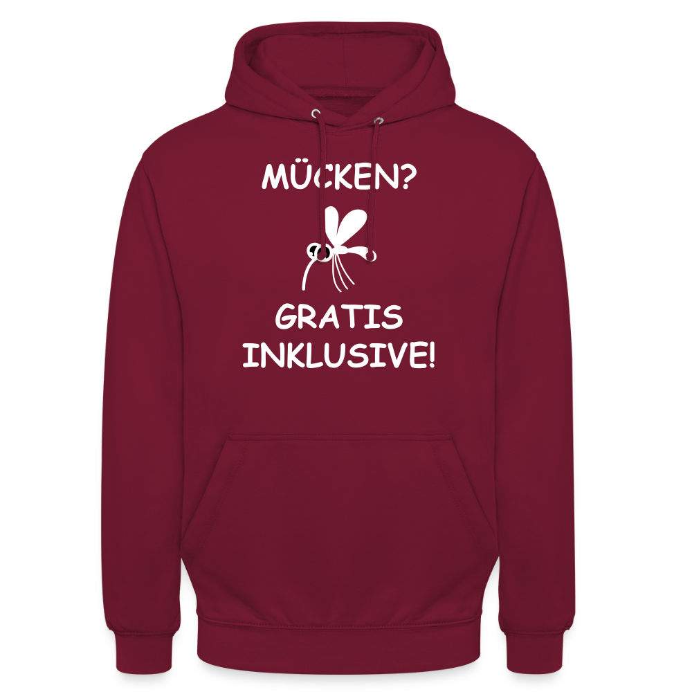 MÜCKEN? GRATIS INKLUSIVE! | Unisex Hoodie - Bordeaux