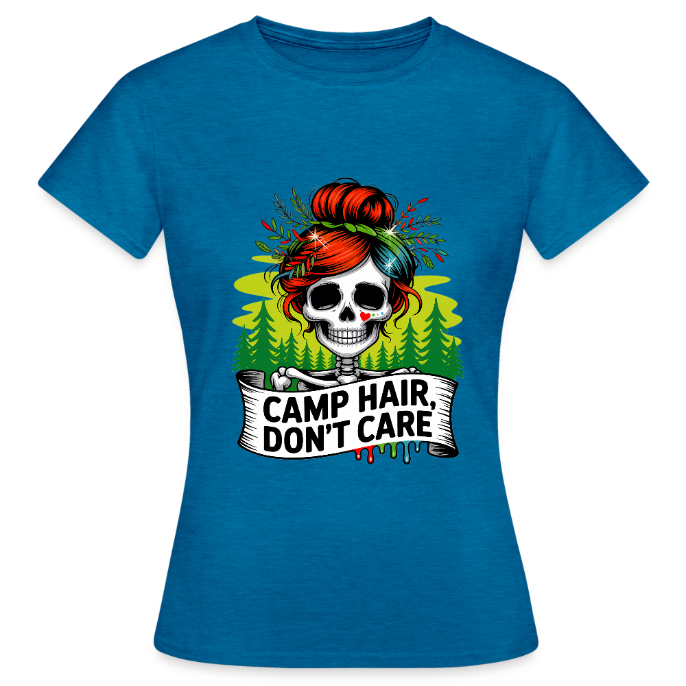 CAMP HAIR, DON´T CARE | Frauen T-Shirt - Antikblaues Saphir meliert