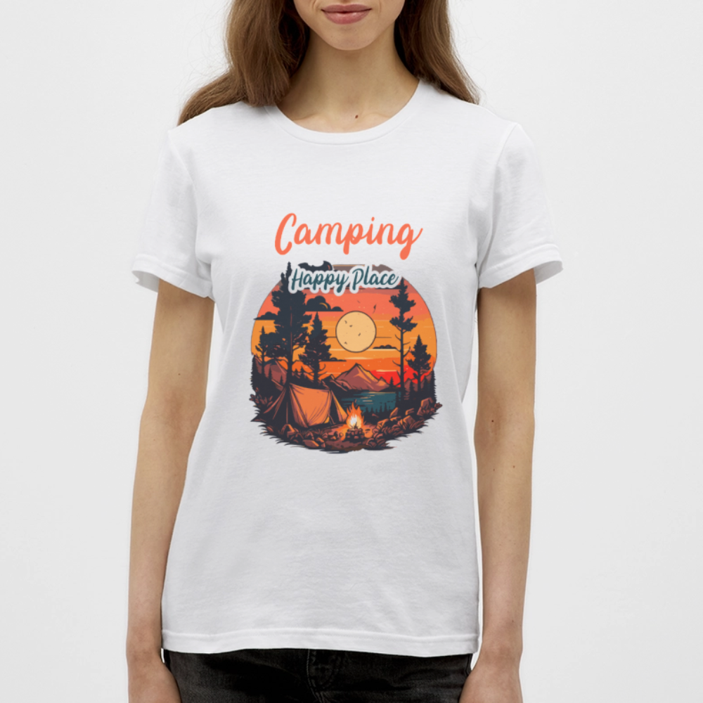 CAMPING IS MY HAPPY PLACE | Frauen T-Shirt - Weiß