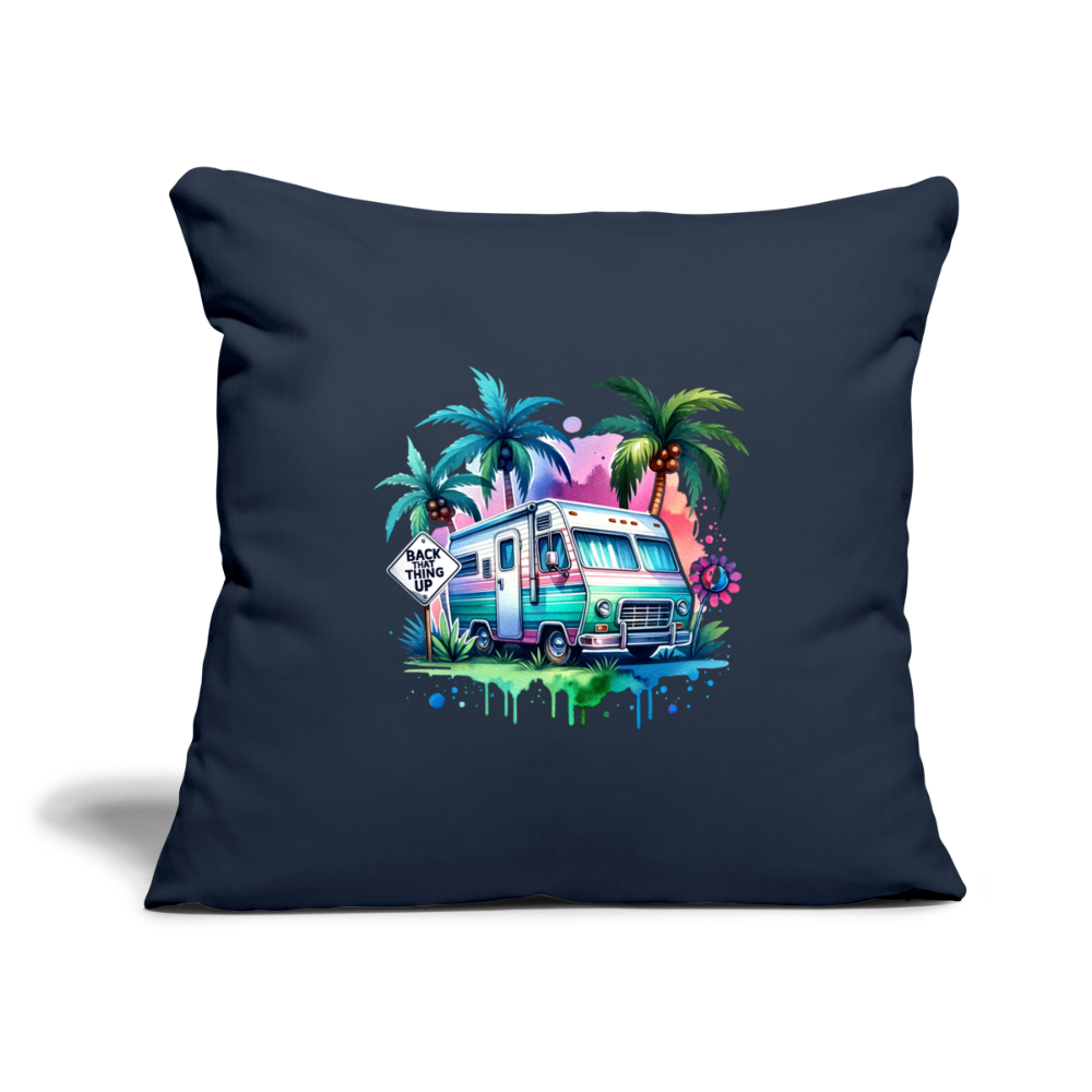 Wohnmobil unter Palmen | Sofakissenbezug 44 x 44 cm - Navy