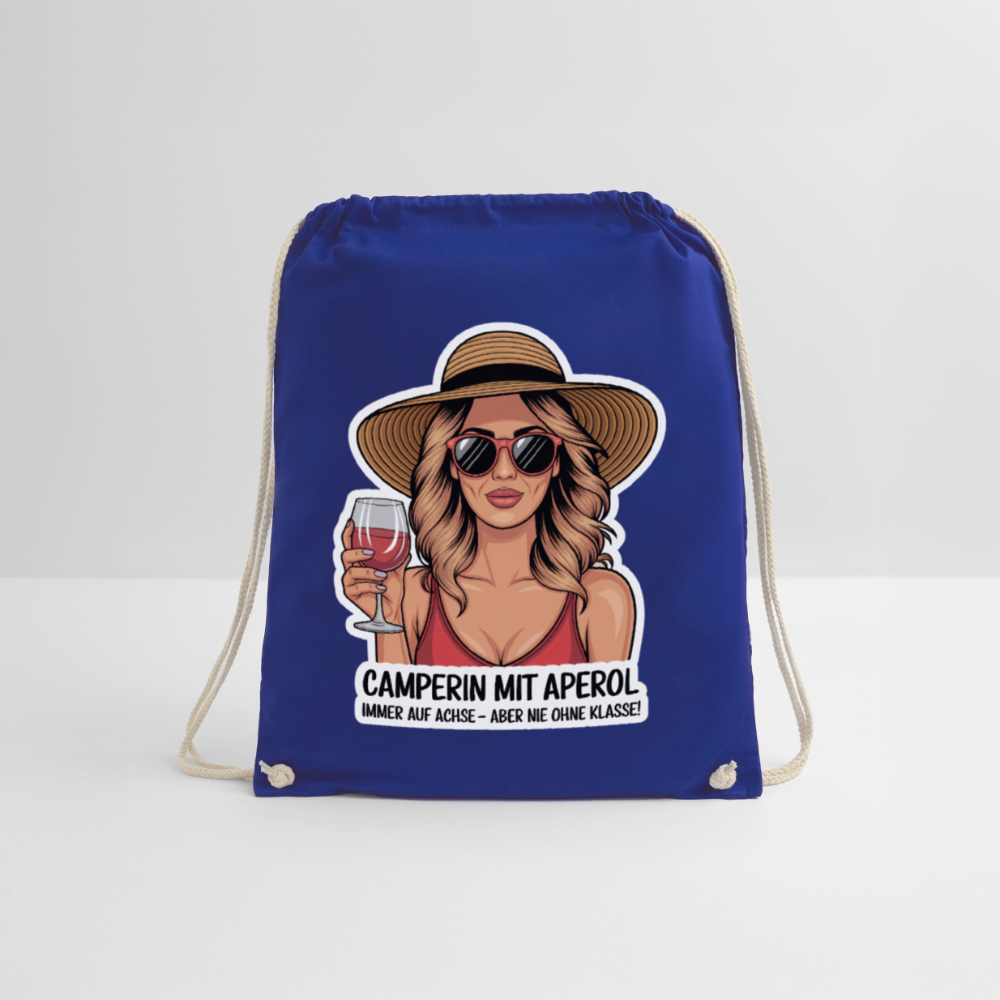 Camperin mit Aperol I Turnbeutel - Königsblau