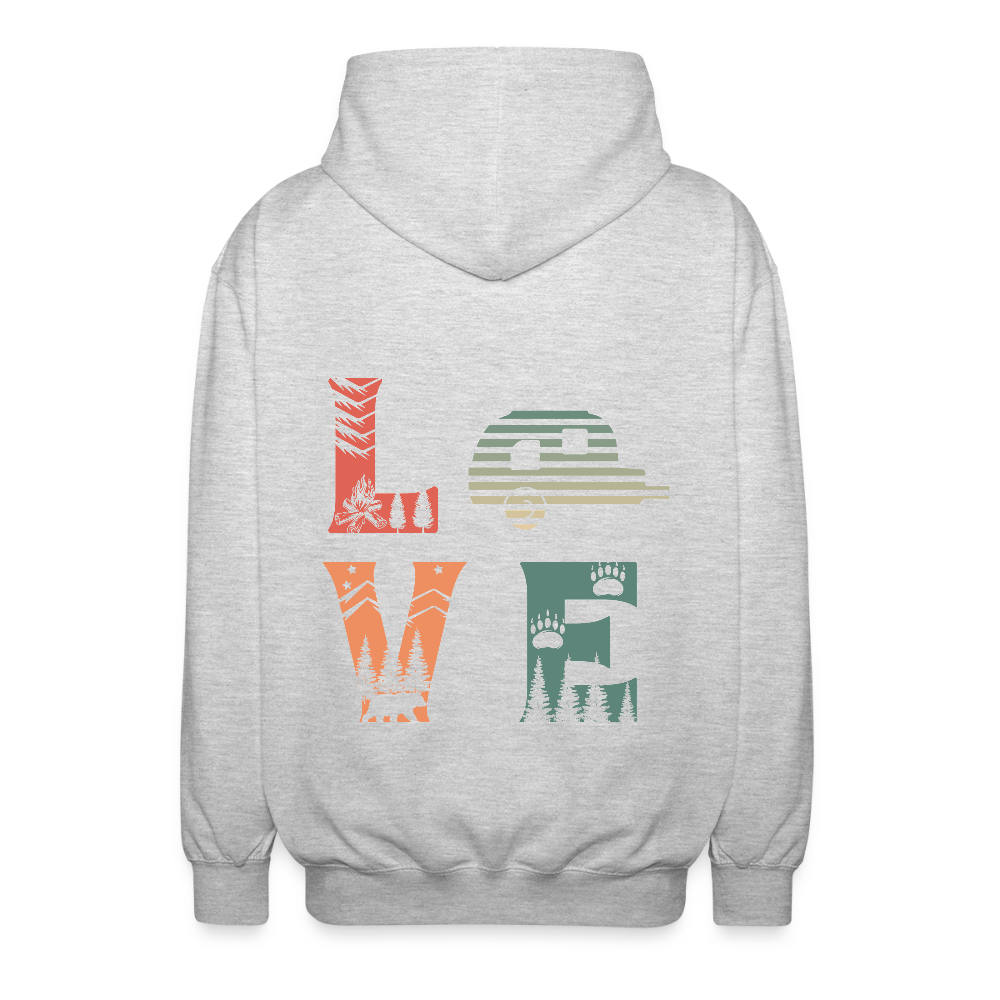 LOVE | Unisex Kapuzenjacke - Hellgrau meliert