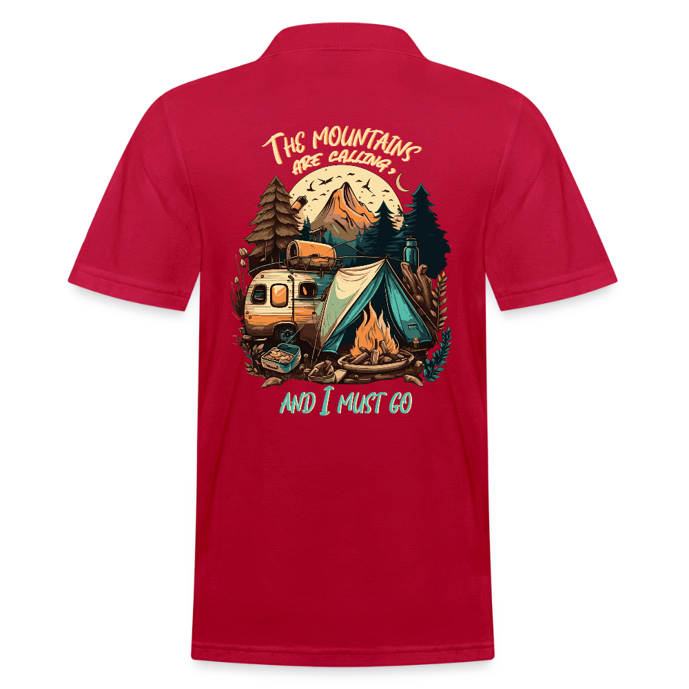 THE MOUNTAINS ARE CALLING | Männer Poloshirt - cherry red