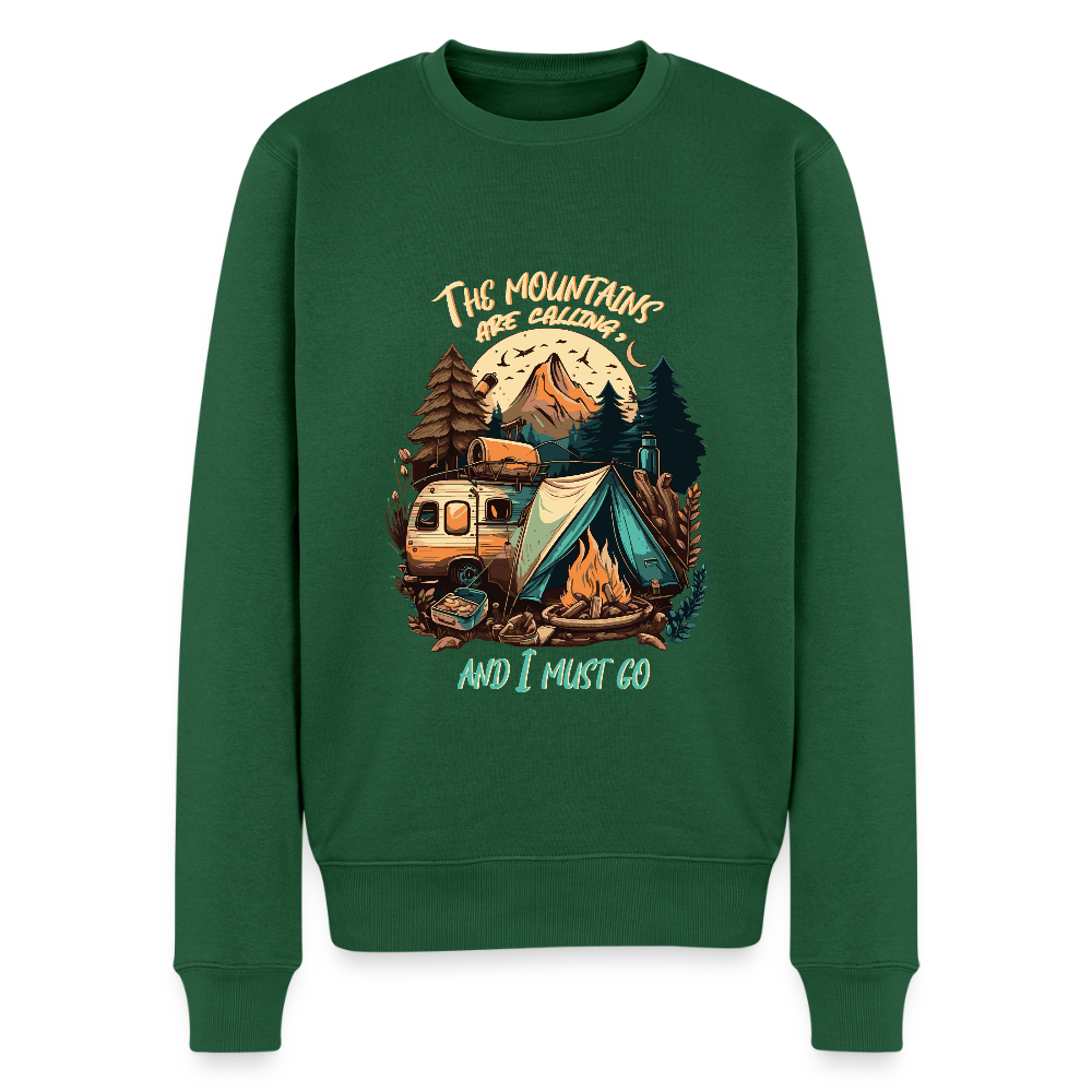 THE MOUNTAINS ARE CALLING | Männer Premium Pullover - Flaschengrün