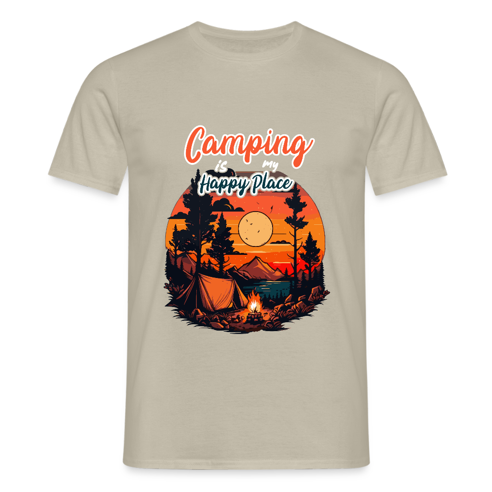 CAMPING IS MY HAPPY PLACE | Männer T-Shirt - Sandbeige