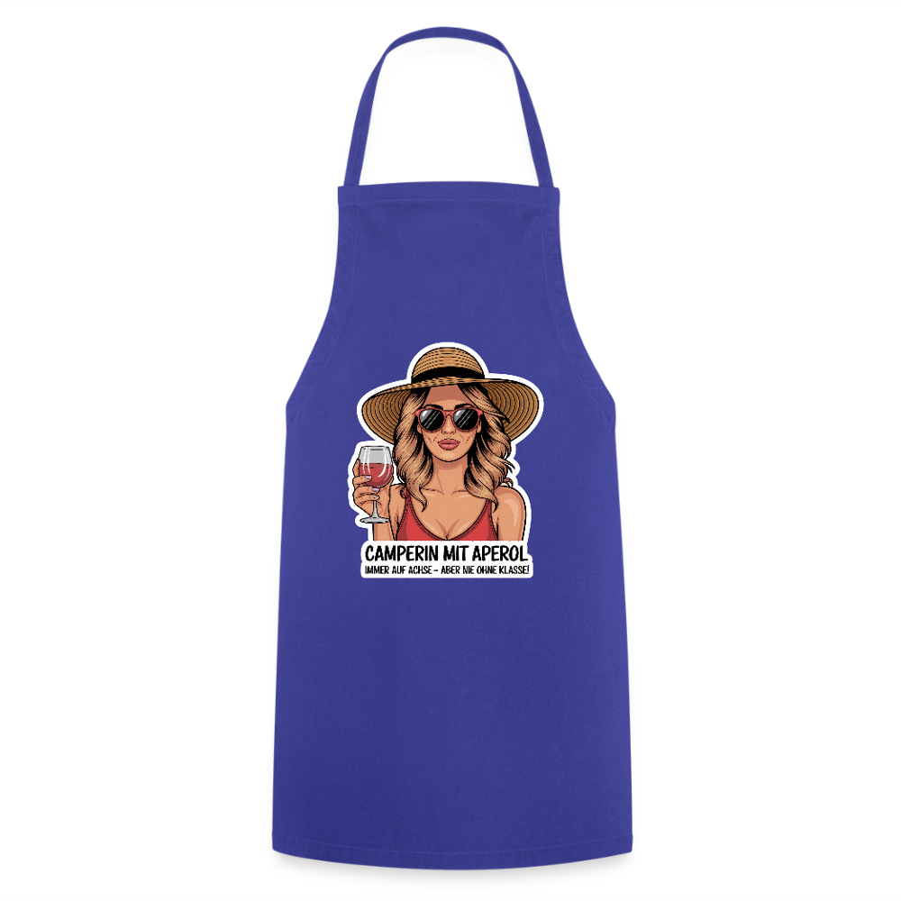 Camperin mit Aperol | Kochschürze - Royalblau