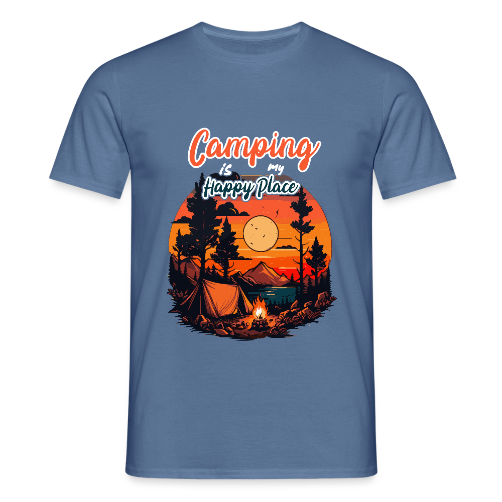 CAMPING IS MY HAPPY PLACE | Männer T-Shirt - Taubenblau 