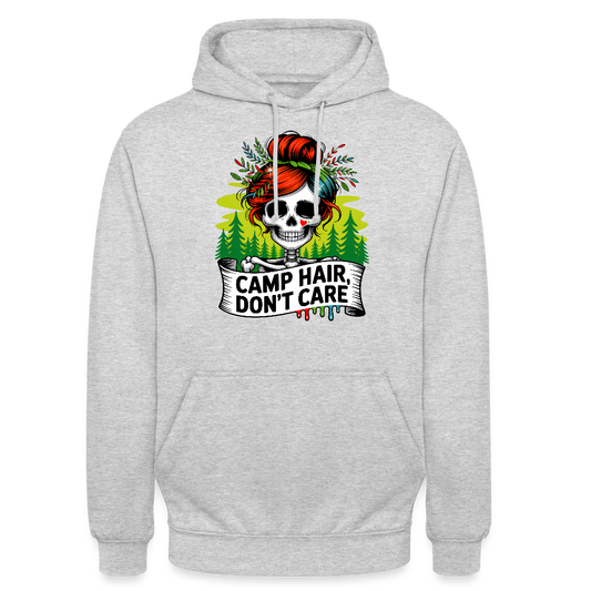 CAMP HAIR, DON´T CARE | Unisex Hoodie - Hellgrau meliert