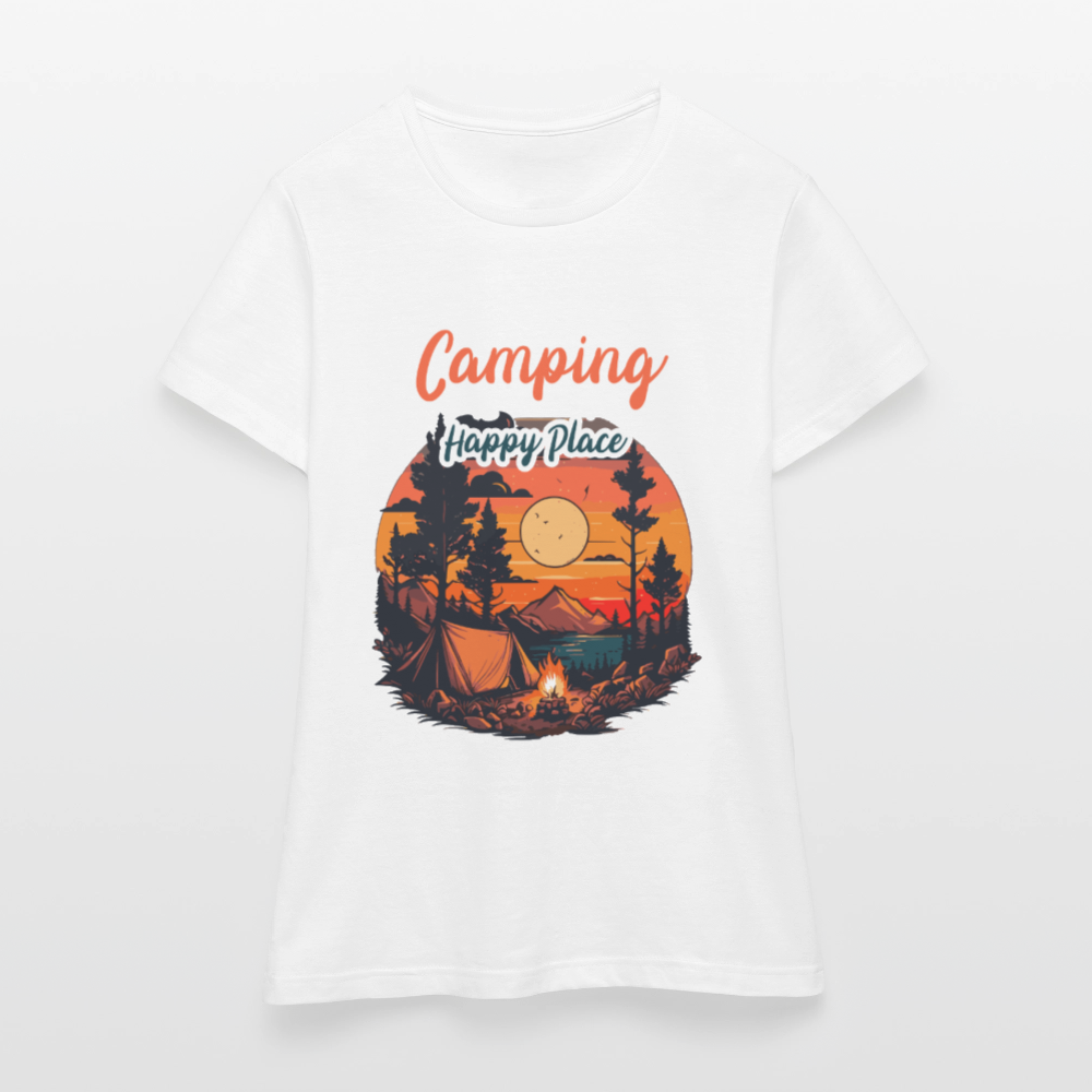 CAMPING IS MY HAPPY PLACE | Frauen T-Shirt - Weiß