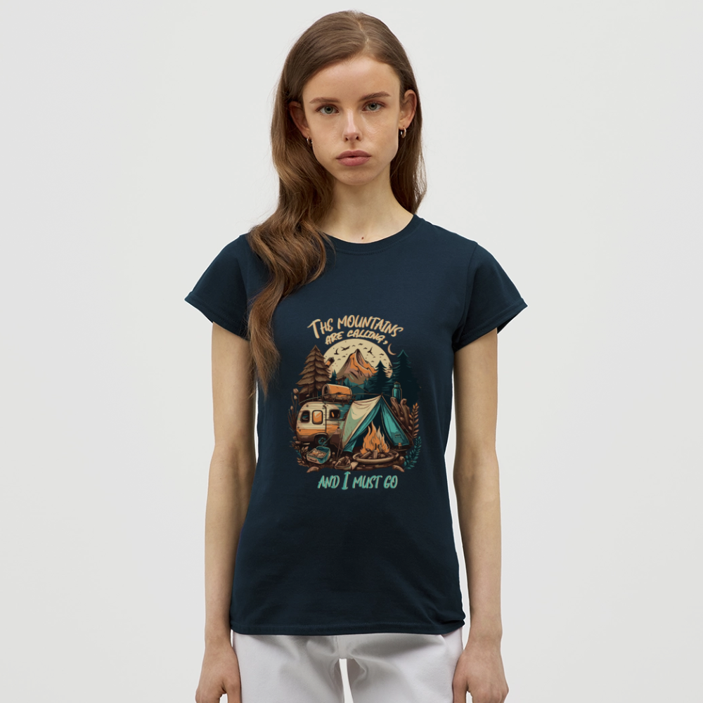 THE MOUNTAINS ARE CALLING | Frauen T-Shirt - Navy
