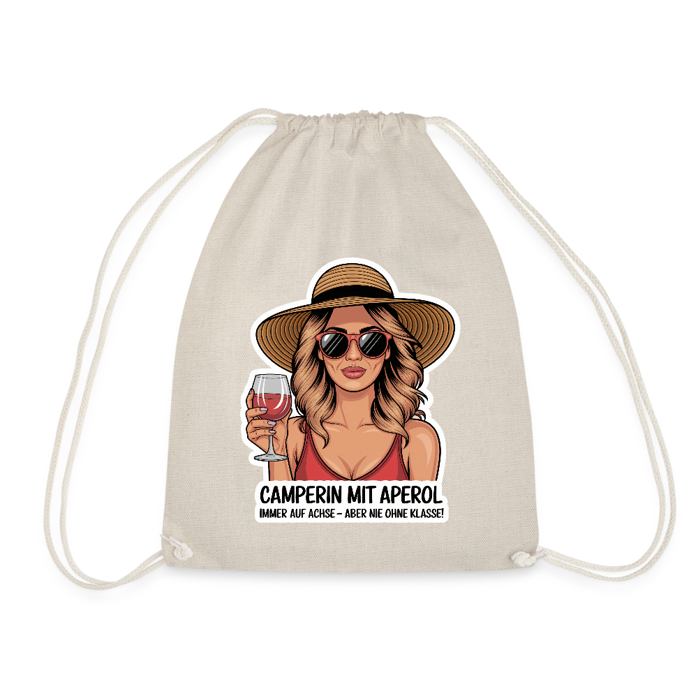 Camperin mit Aperol I Turnbeutel - Natur