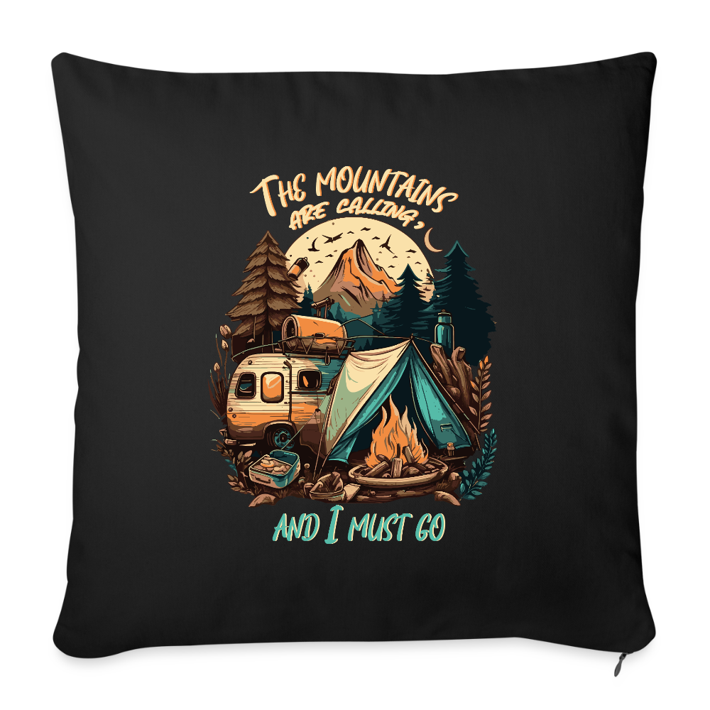 THE MOUNTAINS ARE CALLING | Sofakissenbezug 44 x 44 cm - Schwarz