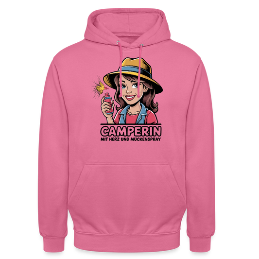 Camperin mit Herz und Mückenspray | Unisex Hoodie - Pink