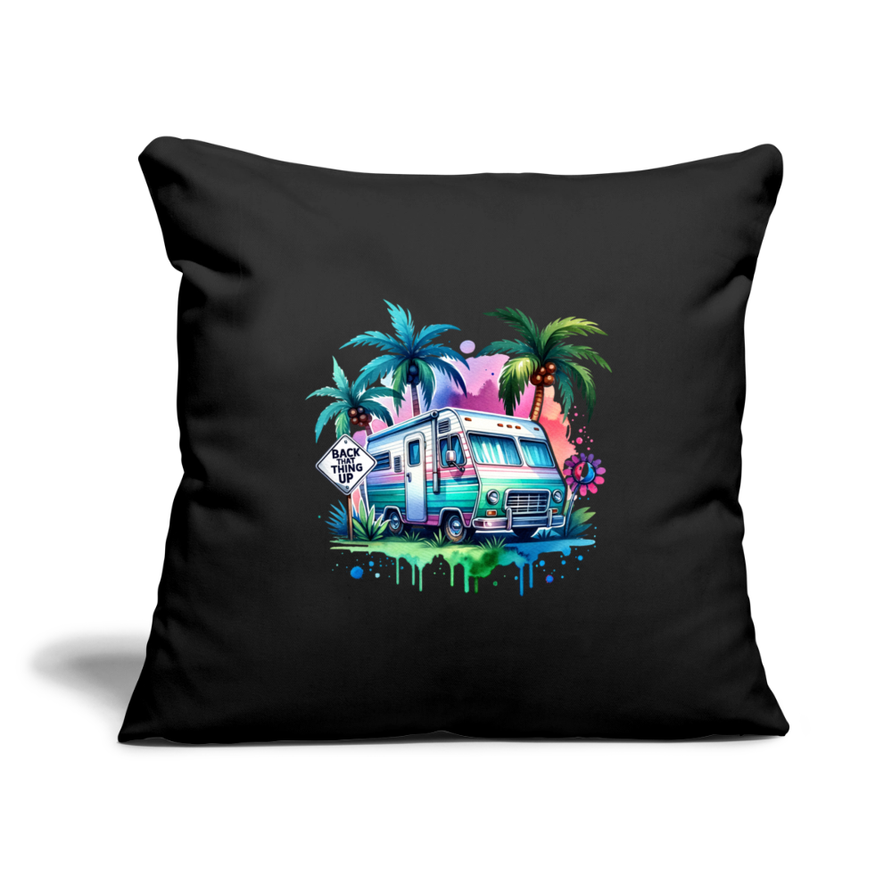 Wohnmobil unter Palmen | Sofakissenbezug 44 x 44 cm - Schwarz
