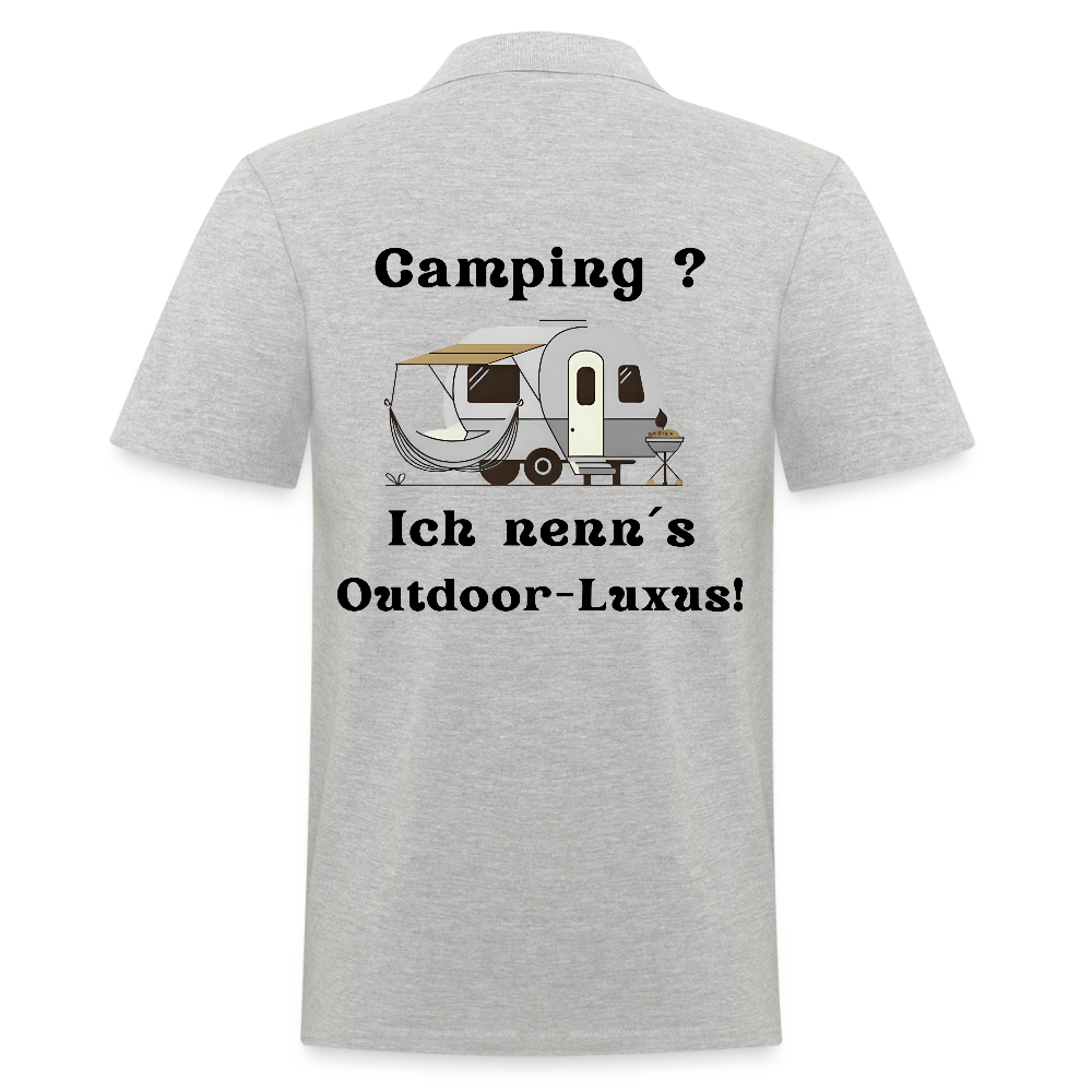 Camping? Ich nenn´s Outdoor - Luxus! | Männer Poloshirt - Grau meliert