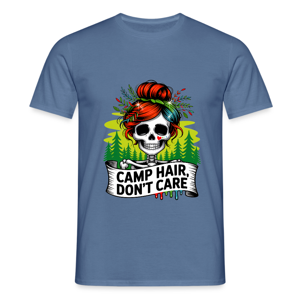 CAMP HAIR, DON´T CARE | Männer T-Shirt - Taubenblau 