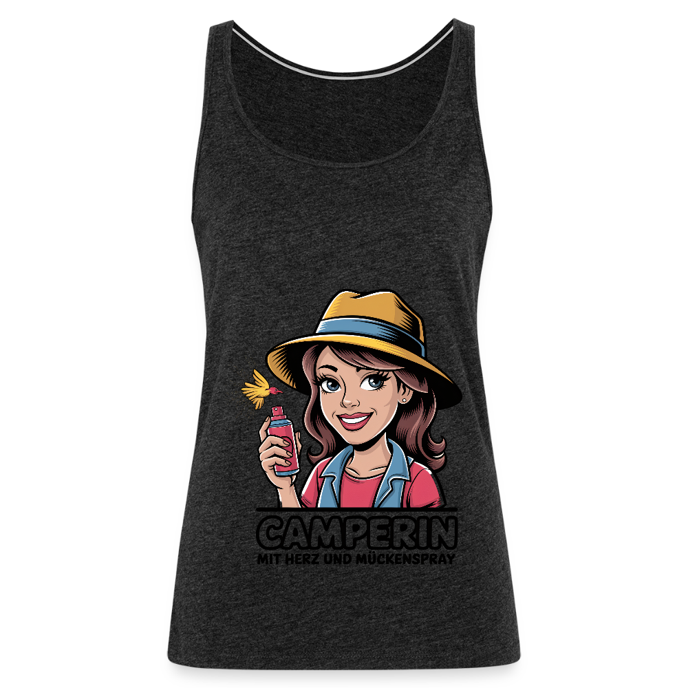 Camperin mit Herz und Mückenspray | Frauen Tank Top - Anthrazit