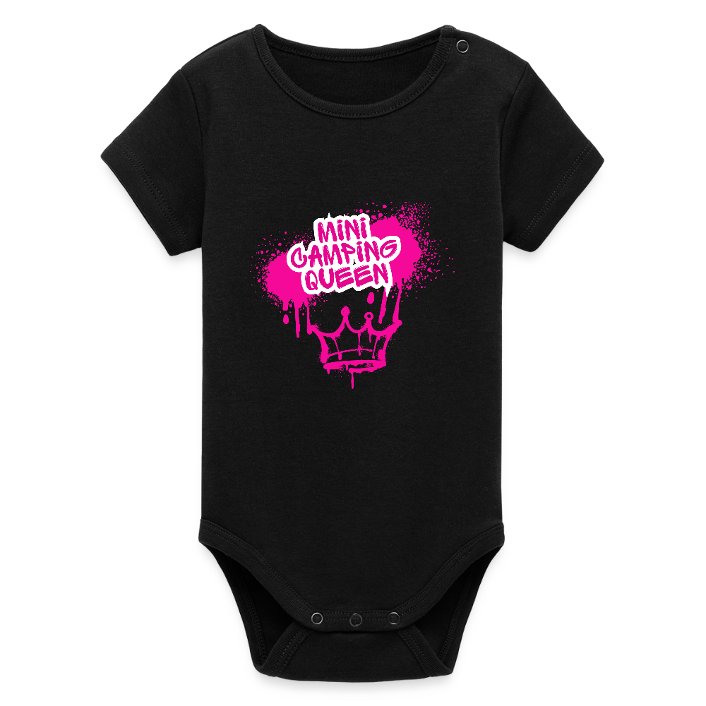 MINI CAMPING QUEEN | Stanley/Stella Baby Bio Kurzarm-Body - Schwarz
