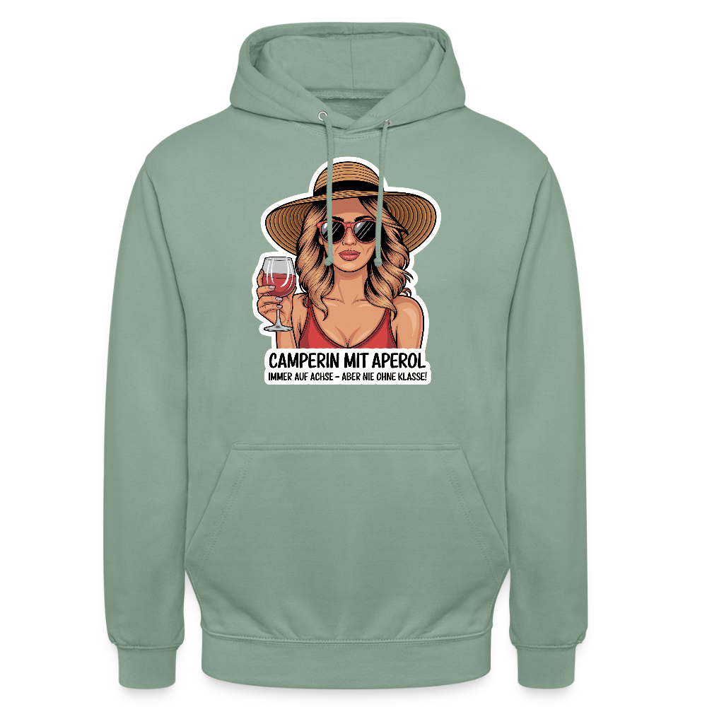 Camperin mit Aperol I Unisex Hoodie - Graugrün