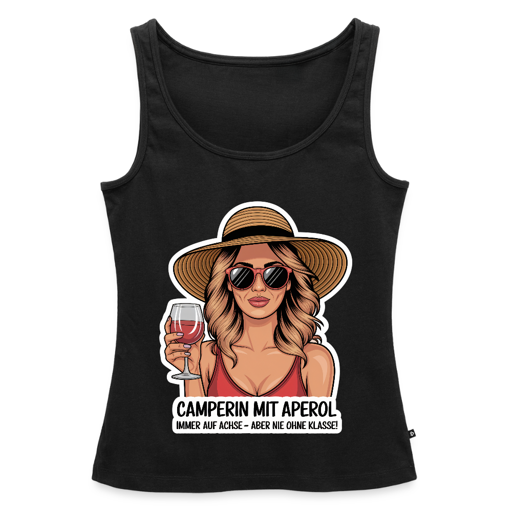 Camperin mit Aperol I Frauen Tank Top - Schwarz