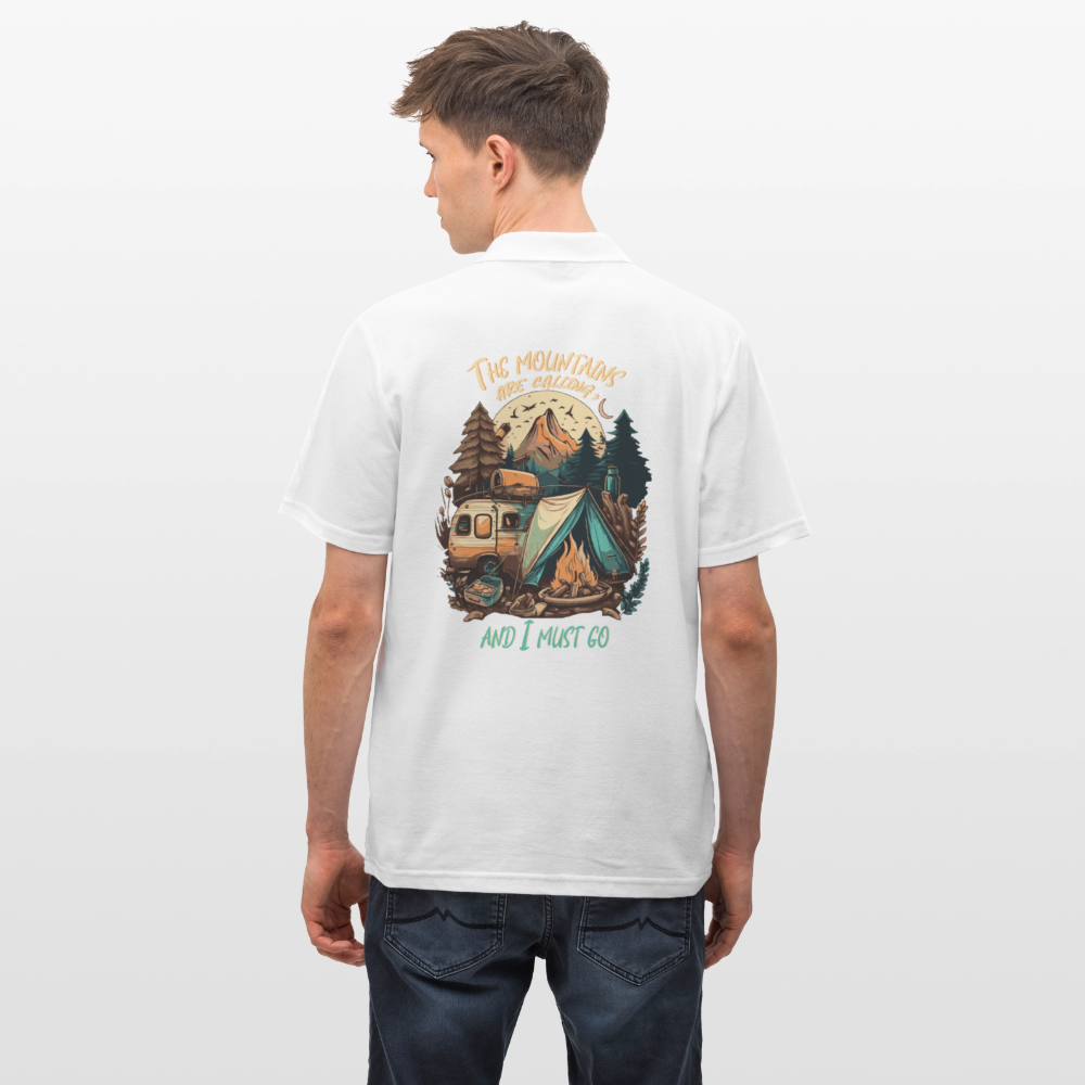 THE MOUNTAINS ARE CALLING | Männer Poloshirt - Weiß