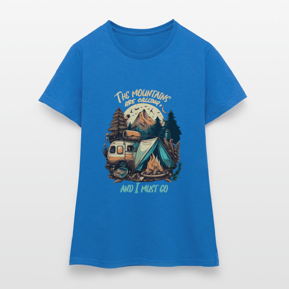 THE MOUNTAINS ARE CALLING | Frauen T-Shirt - Royalblau