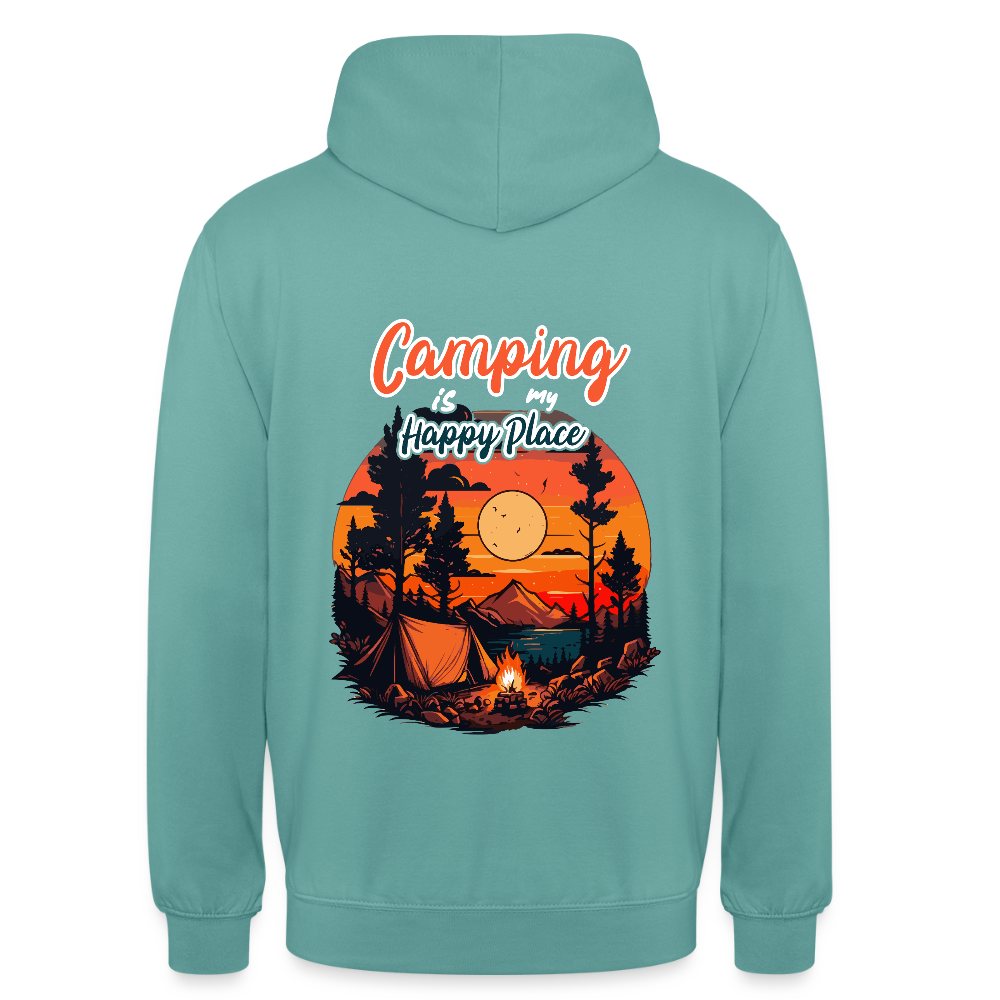 CAMPING IS MY HAPPY PLACE | Unisex Hoodie - Pastelltürkis