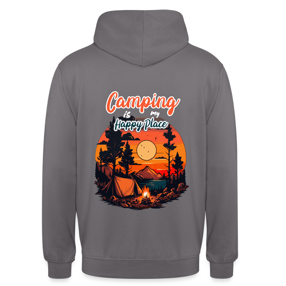 CAMPING IS MY HAPPY PLACE | Unisex Hoodie - Mittelgrau