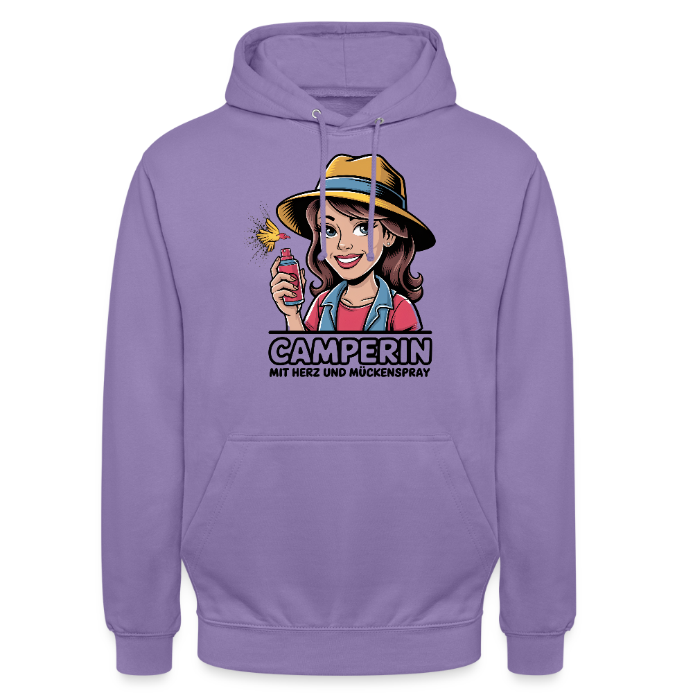 Camperin mit Herz und Mückenspray | Unisex Hoodie - Lavendel