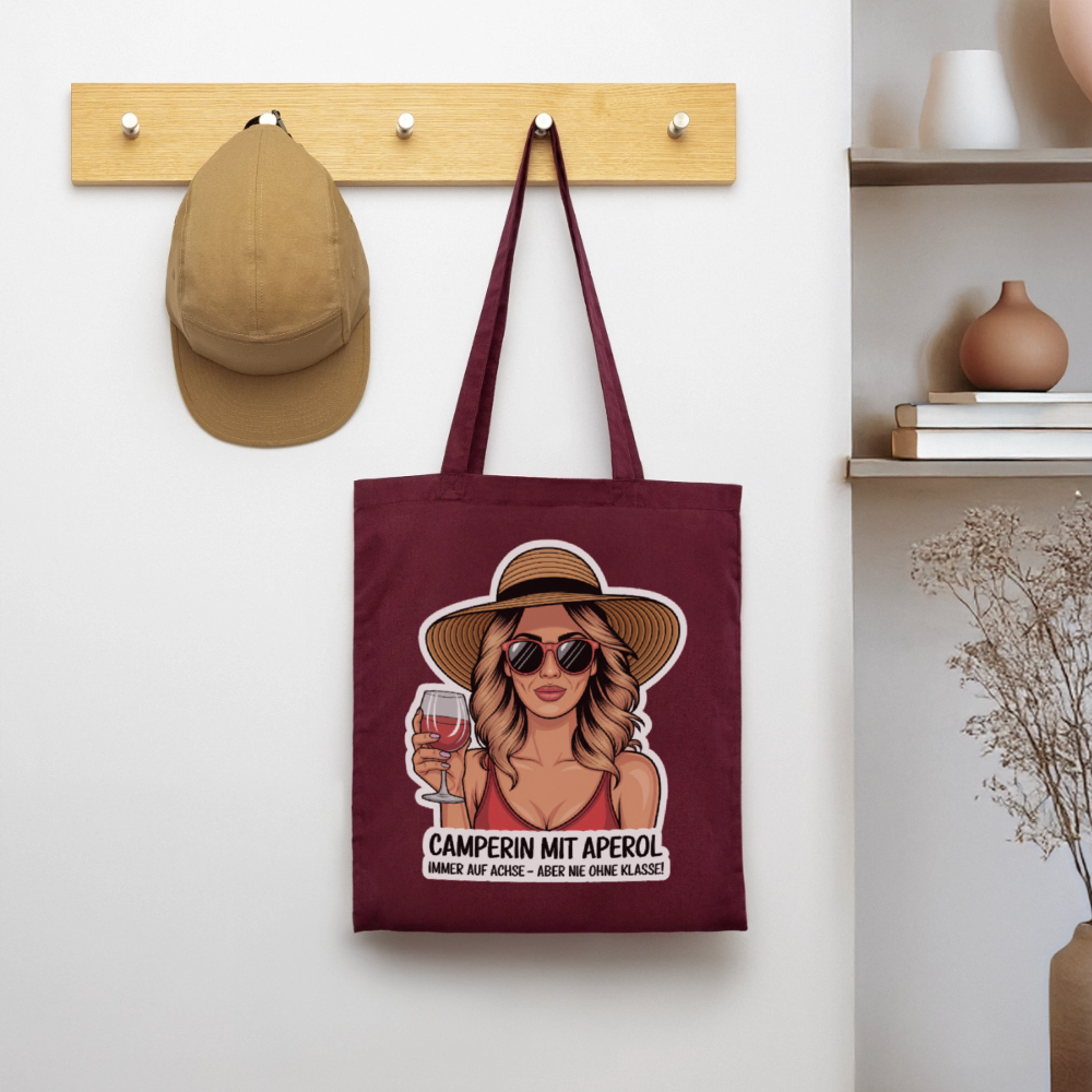 Camperin mit Aperol I Stoffbeutel - Burgunderrot