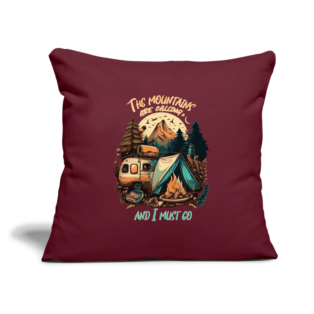 THE MOUNTAINS ARE CALLING | Sofakissenbezug 44 x 44 cm - Burgunderrot